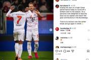 凯恩社媒：达成个人德甲参与100球里程碑，2026我们再接再厉?