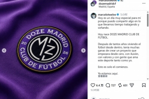马塞洛宣布成立足球俱乐部Doze Madrid,队名致敬在皇马球衣号码